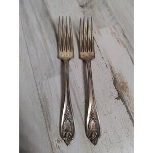 Vintage Rogers Bros 1847‎ Remembrance Pattern Silver Plated I Do Me Too Forks